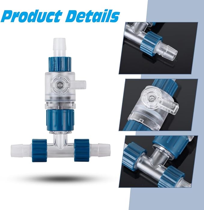 MiOYOOW Aquarium Hose Valve, 3-Way Aquarium Filter Connector Fish Tank Hose Adapter with Quick Release for 12MM/16MM/20MM Water Pipe