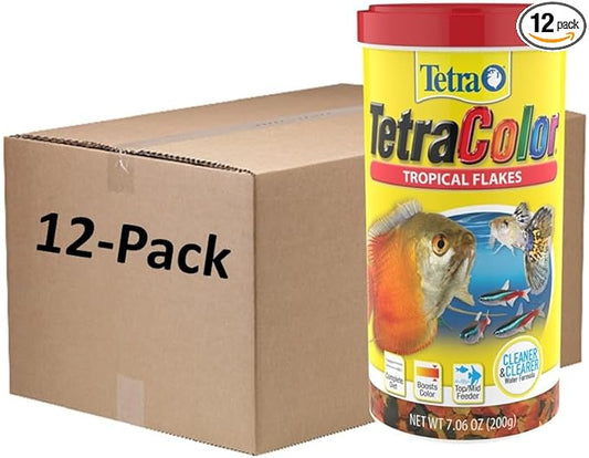 TetraColor Tropical Flakes, Color Boosting Fish Food, Nutritionally Balanced Diet for Tropical Fish, 7.06 oz (12 Pack)