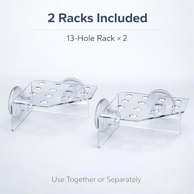 kcrygogo 13 Plug Holes Coral Frag Rack Clear Acrylic Holder Aquarium Fish Tank Button Coral Reef Broken Frame Enhanced Suction Cup (2 Pack)
