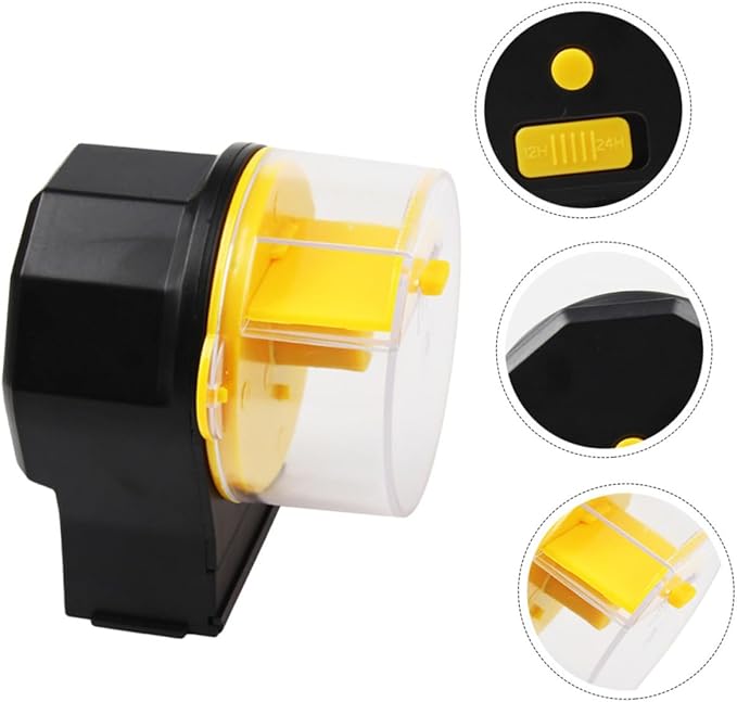 GLEAVI Automatic Fish Feeder for Aquarium and Goldfish Adjustable Timer Large-Capacity Food Dispenser Vacation Feeding Device Yellow Without Batteries