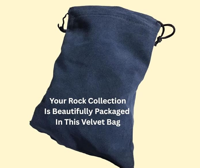 DINOSAURS ROCK® Rock & Mineral 7 Piece Collection with Bonus Genuine Fossil Shark Tooth Necklace - Gift Packaged in a velvet drawstring pouch