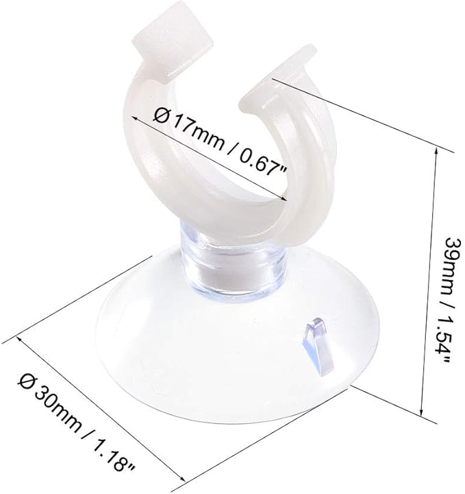 uxcell Aquarium Suction Cup Clips Airline Tube Holders Clamps for Fish Tank Clear 17mm 6Pcs
