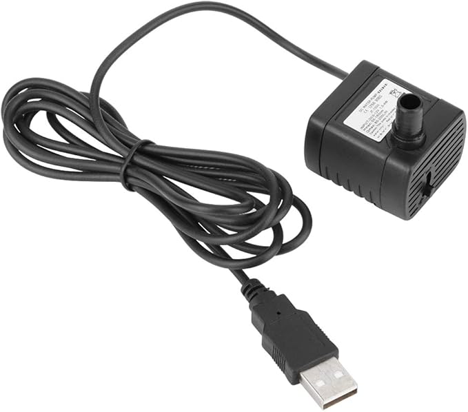 Water Pump Cable, 5V USB Durable Indoor Miniature Fountain Water Pump, 150L/H ABS Black Mini Submersible Water Pump Accessory for Hydroponics Pond Fish Tanks Aquarium Pet Fountain, Water Pump Bru