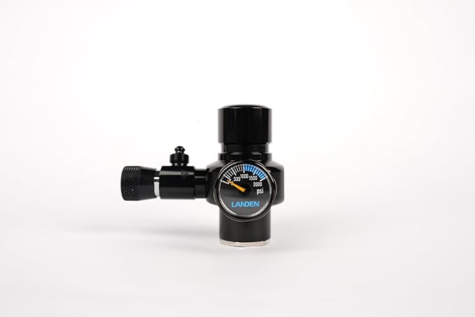 LANDEN AverVita CO2 Regulator Mini Compact, Efficient Single-Stage Control with Integrated DC 12V Solenoid and Bubble Counter Compatibility Fits Paintball, CGA-320, etc, Cylinder, CO2 Indic. Sol. Kit