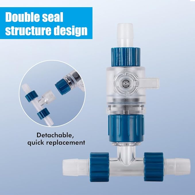 MiOYOOW Aquarium Hose Valve, 3-Way Aquarium Filter Connector Fish Tank Hose Adapter with Quick Release for 12MM/16MM/20MM Water Pipe