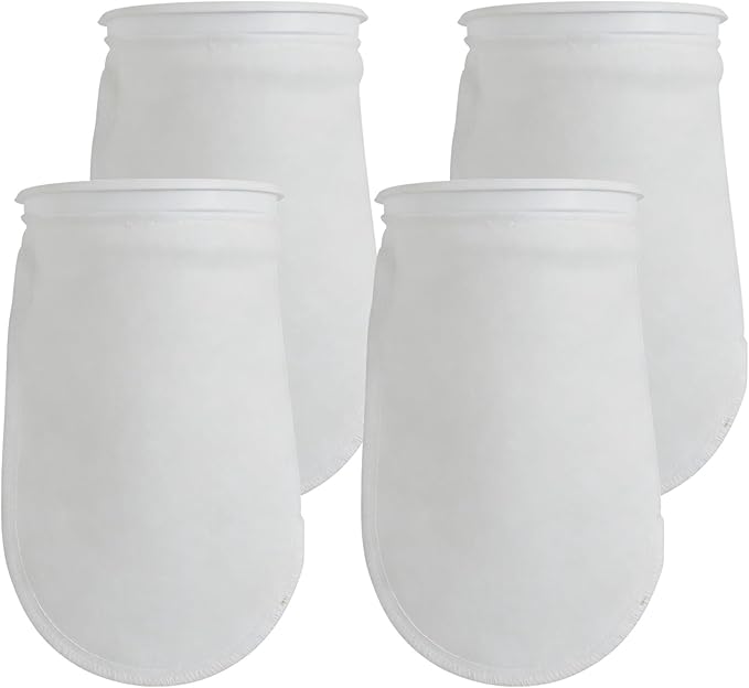 ALEGI 4 Pack Aquarium Filter Socks 4 inch by 7 Inch Long, 200 Micron - 4 Inch Ring Aquarium Felt Filter Bags