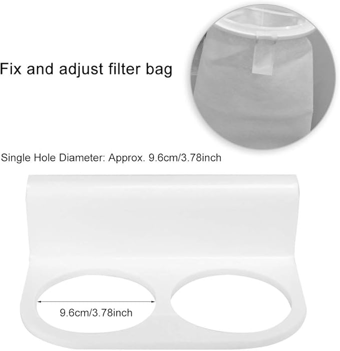 Pssopp Aquarium Filter Bag Bracket, Easy to Install Convenient Design Fish Double Hole Filter Socks Holder Acrylic Filter Bag Support (White)