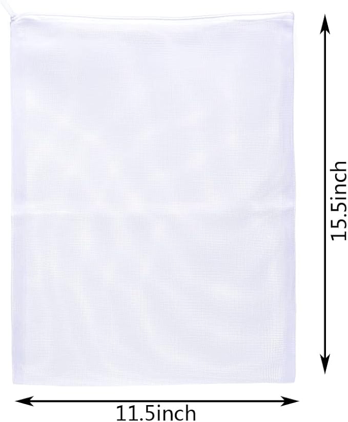 JIHAQUA Aquarium Filter Bags Large - Reusable Fish Tank Filter Media Mesh Bags with Plastic Zipper (11.5 x 15.5 inch (6 Pack))