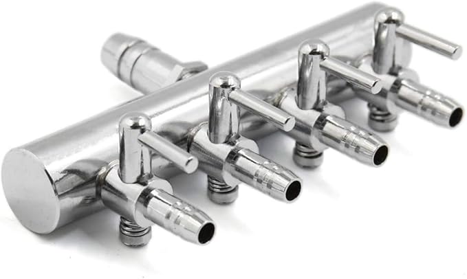 Air Flow Control Lever Valve4-Way with Airline Tubing Connector for Aquarium, Fish Tank