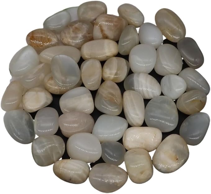 Natural Tumbled Stones Bulk Ore Gravel Specimen Healing Crystals Quartz Energy Minerals Tank Aquarium Home Decor Gem Decoration (Color : White Moonstone, Size : 100g)