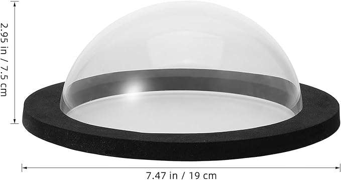 Lurrose Floating Acrylic Pond Fish Dome Cover, 15cm Diameter with Black Base and Lid, Lightweight Outdoor Garden Aquarium Habitat Protector for Fish Viewing