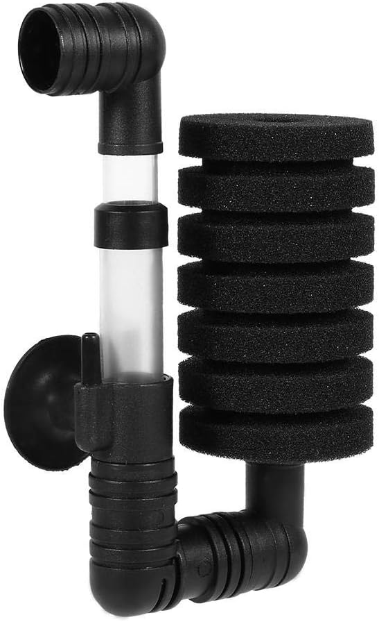 Tbest Sponge Filter,Aquarium Biochemical Sponge Filter,Aquarium Fish Biochemical Sponge Air Pump Filter Filtration with Suction Cup Single/Double Black(Single Head Filter)