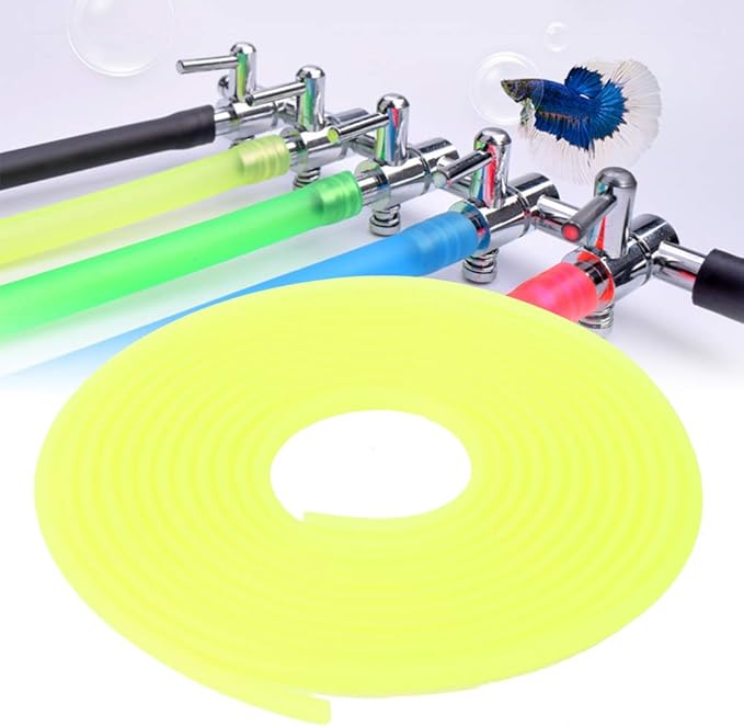 AYNEFY Pump Tube Silicone Fish Oxygen Hose Soft Water Hose Silicone Tube to Use Silicone Tubing for Aquarium Accessories Aquarium Air Hose, 196.9inch Aquarium (Yellow)
