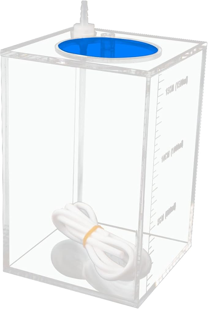 Aquarium Choice Acryli Made Liquid Storage Bucket Dosing Pump Reservoir Container (4.25 * 4.25 * 6.5 Inch;1500ml/1.5L（Blue Version)