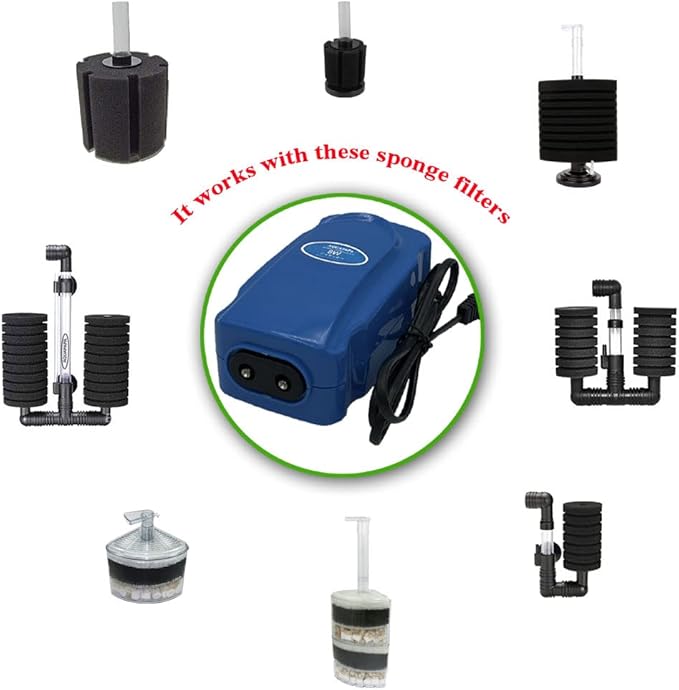 Aquarium Bio Sponge Filter 2 PCS for Fry Betta Shrimp Fish Tank Up to 55 Gallon Each., Quiet, Double Sponges