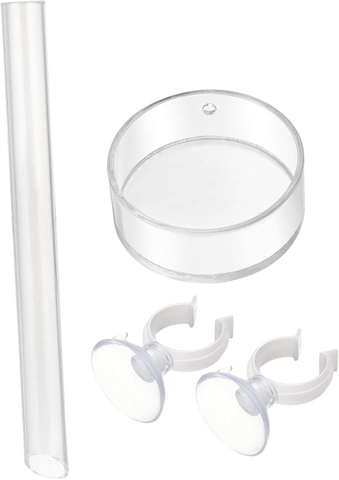 POPETPOP Shrimp and Dish with 2pcs Cups - Clear Acrylic Assembled Shrimp Feeder Tray for Fish Tank Aquarium Shrimp