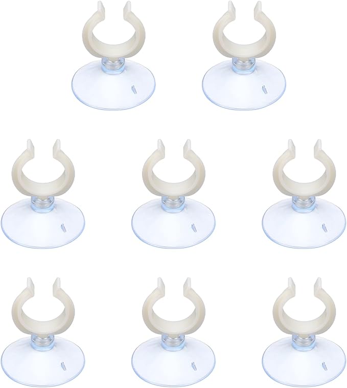 Aquarium Suction Cups, Fish Tank Suction Cups Clips Airline Tube Holders Clamps (Plastic, 8Pcs, Clear) for 0.9" Fish Tank Airline Tubing Binding Moss Shrimp Nest, 23x45MM