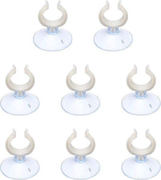 Aquarium Suction Cups, Fish Tank Suction Cups Clips Airline Tube Holders Clamps (Plastic, 8Pcs, Clear) for 0.9" Fish Tank Airline Tubing Binding Moss Shrimp Nest, 23x45MM