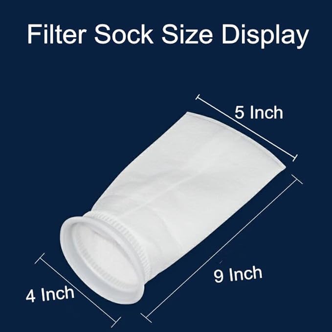2 Pack 150 Micron 4"x9" Felt Filter Bags, 4 Inch Ring by 9 Inch Long, Aquarium Filter Socks Size 3