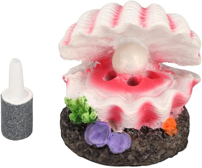 Resin Aquarium Shell Bubbler Ornament Bubble Dispersion Design Corals Decoration with Air Stone for Fish Tank