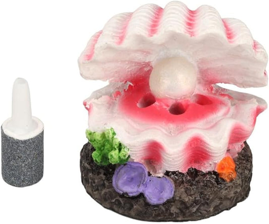 Resin Aquarium Shell Bubbler Ornament Bubble Dispersion Design Corals Decoration with Air Stone for Fish Tank