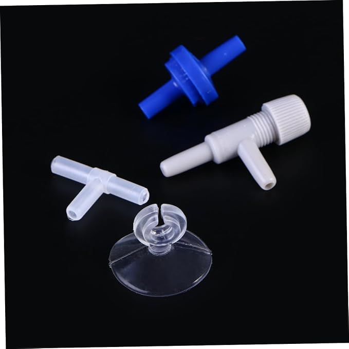 POPETPOP Tropical Aquarium Airline Tubing Accessories 6m Long 12 Suction Cups 4 Manifold Fittings 5 Valves 6 Stopper Valves