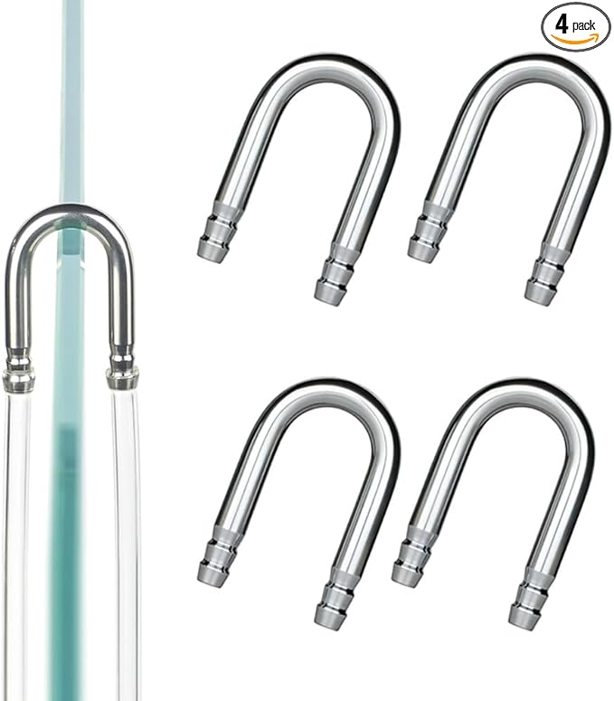 LINLAN 4-Piece Aquarium 304 Stainless Steel U-Tube Connector，Anti-Kink Design, Compatible with 4mm (0.16") ID Air Hose, Air Pump and CO2 Diffuser Accessory for Rimless Aquariums