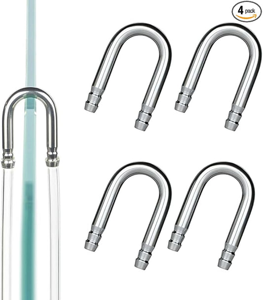 LINLAN 4-Piece Aquarium 304 Stainless Steel U-Tube Connector，Anti-Kink Design, Compatible with 4mm (0.16") ID Air Hose, Air Pump and CO2 Diffuser Accessory for Rimless Aquariums