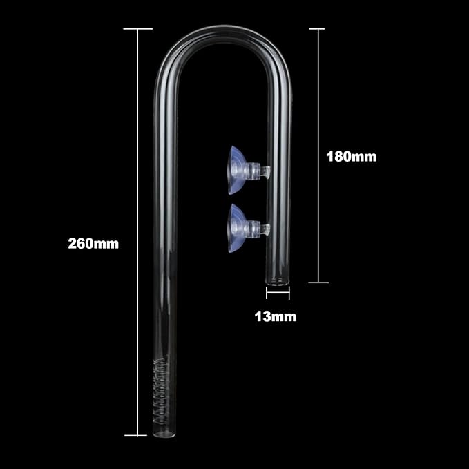 Poppy Pipe Glass Inflow Outflow Set Aquatic U Shape Inflow Pipe Set for Aquarium Planted Tank Filter 13mm for 12/16mm(1/2" ID) Tubing