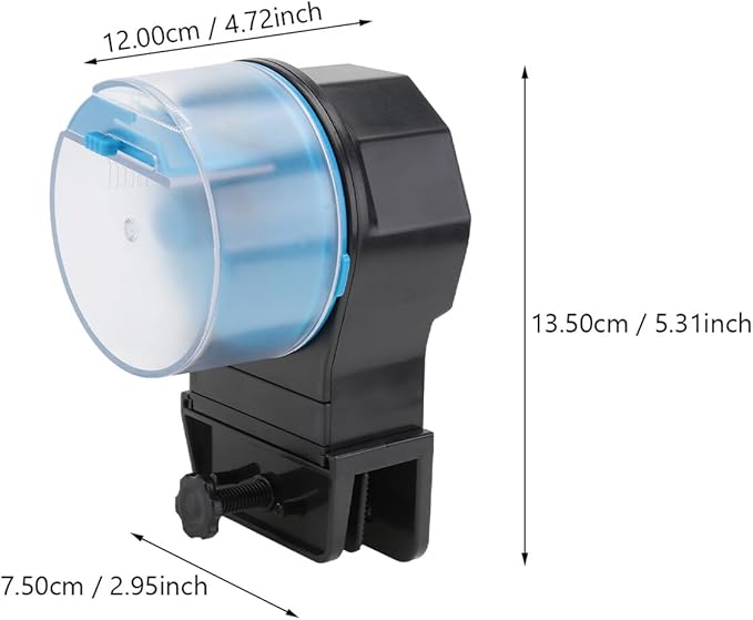 Automatic Fish Tank Feeder and Turtle Feeder Aquarium Fish Feeding Device for Household Use, Blue, Intelligent Timer Controlled Feeding Accessory for Aquatic Pets