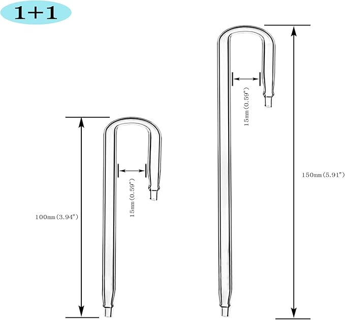 2PCS Glass U Shape Tube for Aquarium Air Pump Fish Tank Aquarium CO2 Diffuser Connect Tube