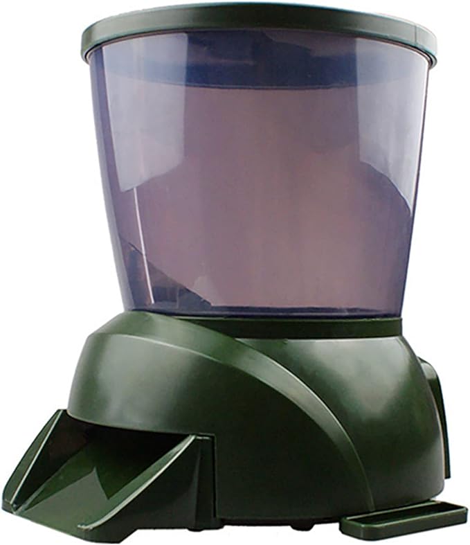 4.5L Automatic Fish Feeder, Pond Fish Feeder, Outdoor Fish Food Dispenser, Large Moisture Proof Timer Feeding Food Dispenser(Green)
