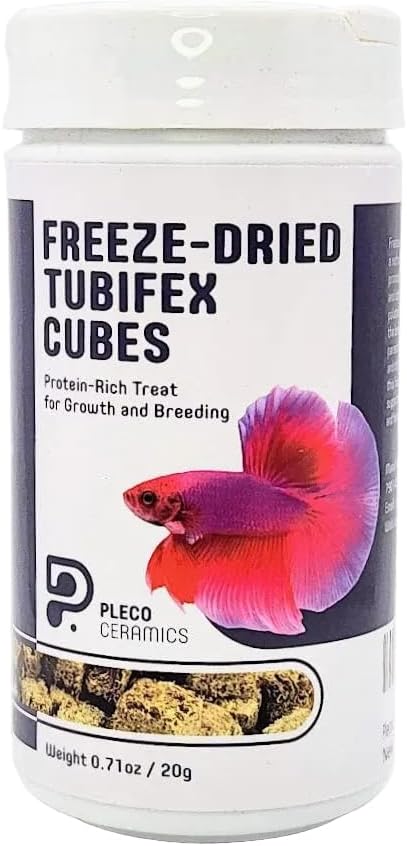 Plecoceramics Freeze-Dried Tubifex Cubes Protein-Rich Fish Food for Tropical & Aquarium Fish – Conditioning Feed for Growth, Color Enhancement & Breeding (0.7 oz / 20 g)