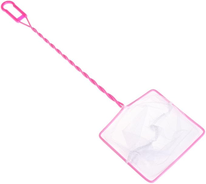 Fishing Tank Net Plastic Soft Square Mesh Fish Shrimp Capture for Aquarium Tools Pink Rectangle 4
