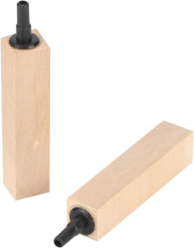 Yctze 2-Piece Set Wooden Air Bubble Stone Diffuser for Aquarium Fish, Fine Mist Lime Wood Airstone for Skimmer, and Small Block Accessories (L)