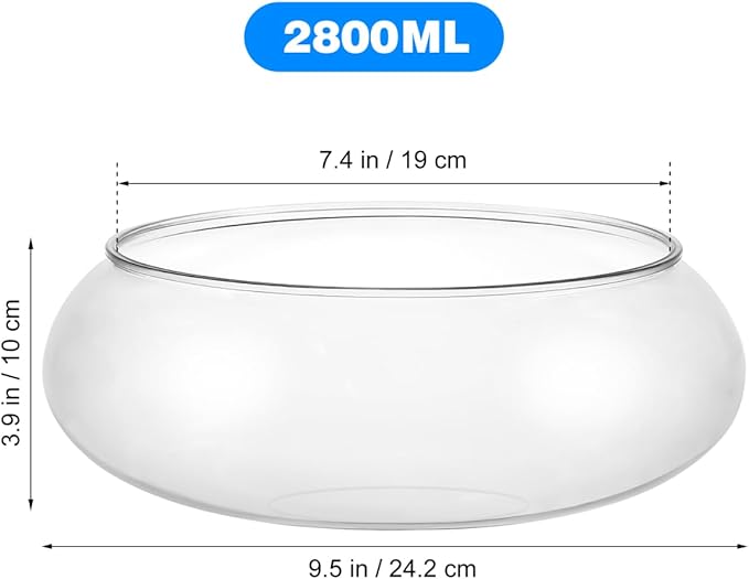 HANABASS Clear Fish Bowl Vase Wide Mouth Bubble Bowl Round Shallow Planter Terrarium Fish Tank- Aquatic Plant Pot Hydroponic Planter Table Centerpiece, 9.5X 9.5X 3.9 Inch, for Office Home