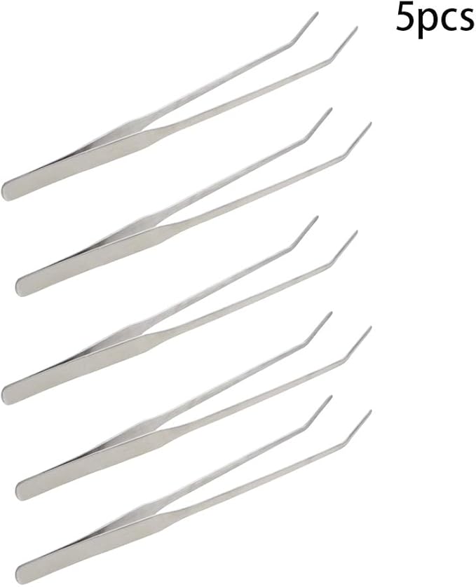 Utoolmart Aquarium Plant Tweezer, Stainless Steel Curved Tweezer, Aquarium Tweezers Extra Long 27cm, for Fish Tank Plant Aquascape Tools, Feeding Tongs, 5 Pcs