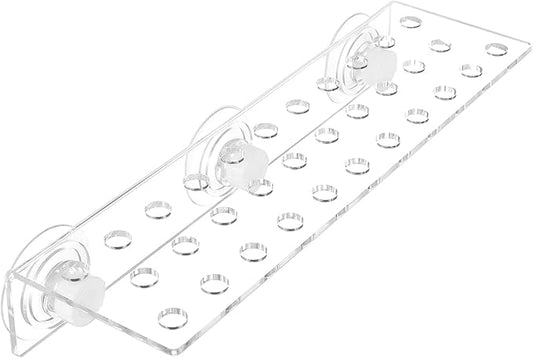 POPETPOP Coral Frag Rack : 32 Holes Clear Acrylic Coral Bracket with Powerful Suction Cup for Fish Tank Aquarium, 13.17X4.13X2.16in