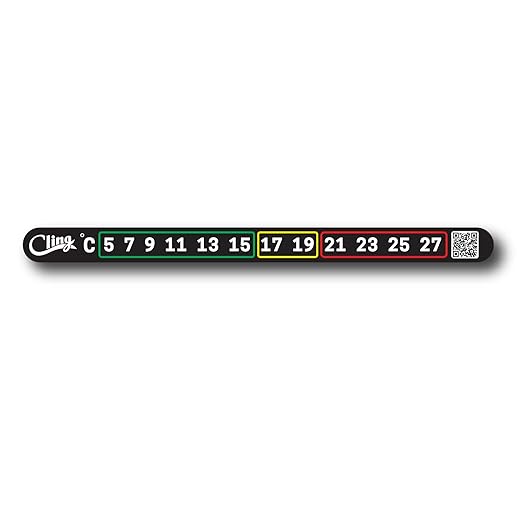 Temperature Tape - Stick on Fly Fishing Thermometer for Flat Surfaces - Highlight Safe and Unsafe temperatures for Trout with Color Coded Boxes (Celsius)