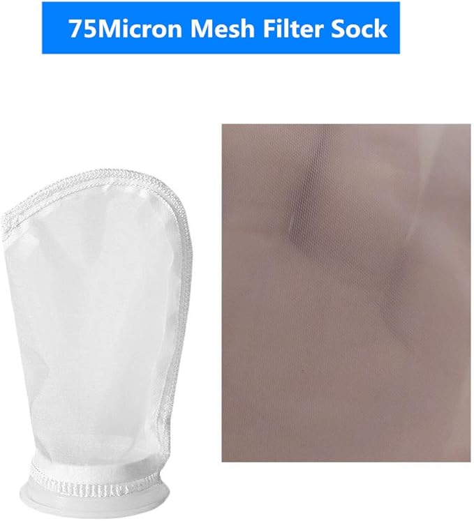 2 Pack 75 Micron 4" Plastic Ring, 9" Short Bag Nylon Mesh 4 Inch Filter Socks Bags for Aquarium Marine Reef Sump