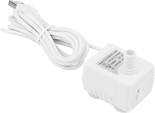 Replacement Pump for Pet Drinking Fountains, Quiet DC Brushless Motor, USB Powered, Mini Cat Water Dispenser, White, ABS Material, Above Ground, 5V, Pet Pump