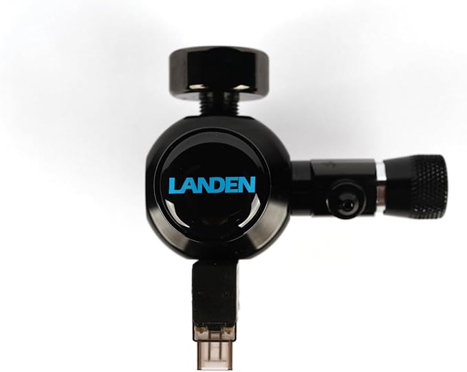 LANDEN AverVita CO2 Regulator Mini Compact, Efficient Single-Stage Control with Integrated DC 12V Solenoid and Bubble Counter Compatibility Fits Paintball, CGA-320, etc, Cylinder, CO2 Indic. Sol. Kit