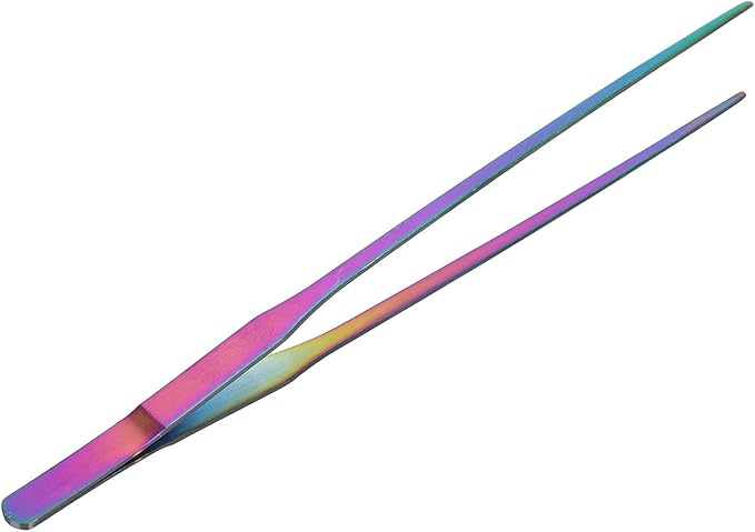 TITA-DONG 27cm Reptile Feeding Tongs, Rainbow Color Aquarium Tweezers Stainless Steel Fishbowl Long Tweezers, Aquascaping Tools for Hold Worms, Reptiles, Lizards, Bearded Dragon(27cm Straight Clip)