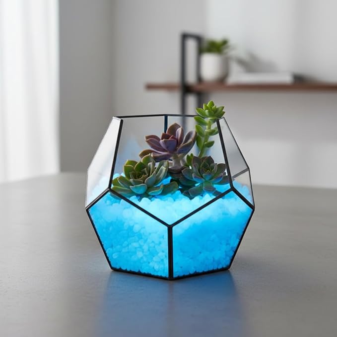 Shiny Stone Glow in The Dark Aquarium Neon Gravel Sand, Decorative Rocks for Fish Tank and Fairy Garden, Home Dec,305g/0.67lbs (5-8mm, Sky Blue)