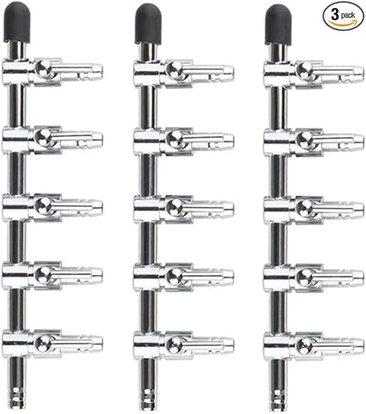 Aquarium Fish Tank Air Flow Control Lever Pump 5 Way Inline Manifold Air Flow Pump Tubing Splitter Lever Control Valve 3-Pack