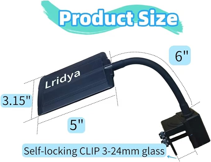 8W Clip-On Aquarium Light - White/Blue/Red, 5 Brightness Levels, Timer (3/6/12H), Aluminum Alloy