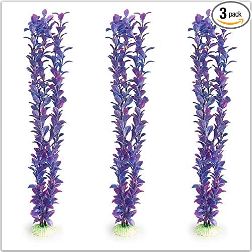 Artificial Aquarium Plants Decoration Plastic Water Ornament for Fish Tank Decor, 16Inch, Purple, 3PCS
