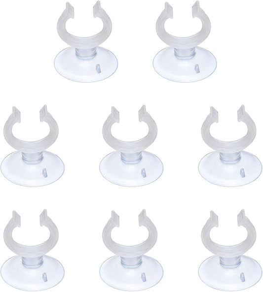 Aquarium Suction Cups, Fish Tank Suction Cups Clips Airline Tube Holders Clamps (Plastic, 8Pcs, Clear) for 0.8" Fish Tank Airline Tubing Binding Moss Shrimp Nest, 20x30MM