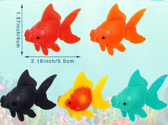 6 Pcs Orange Fake Floating Fishes Plastic Fake Goldfish Artificial Aquarium Fishes Colorful Realistic Artificial Moving Fish Ornament Decorations