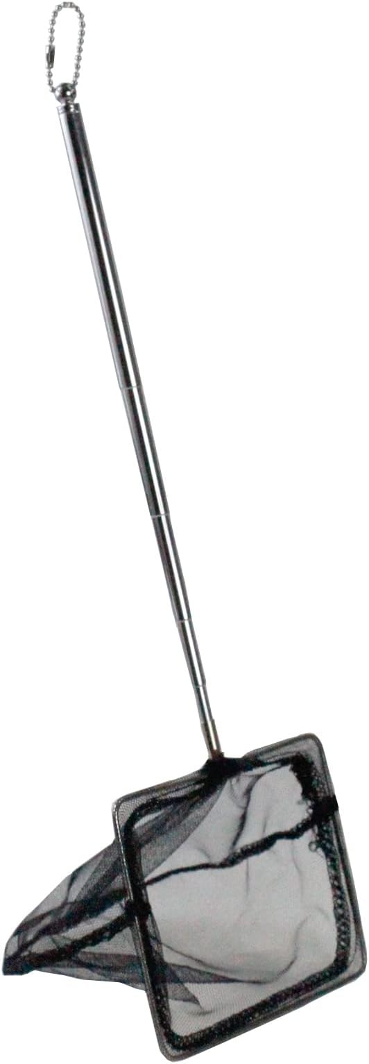 AQUANEAT Aquarium Net with Extendable Long Handle, Adjustable Wastes Skimming Cleaning Tools for Fish Tanks, 4 inch